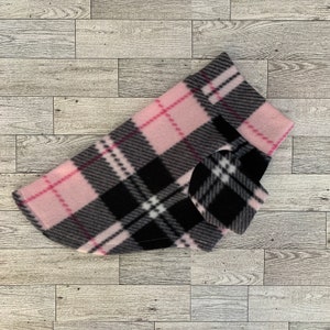 Pink and Black Plaid Fleece dog Sweater // customize to any size//Dachshund clothing  // warm puppy shirt // Cat Clothing // Custom Sweaters