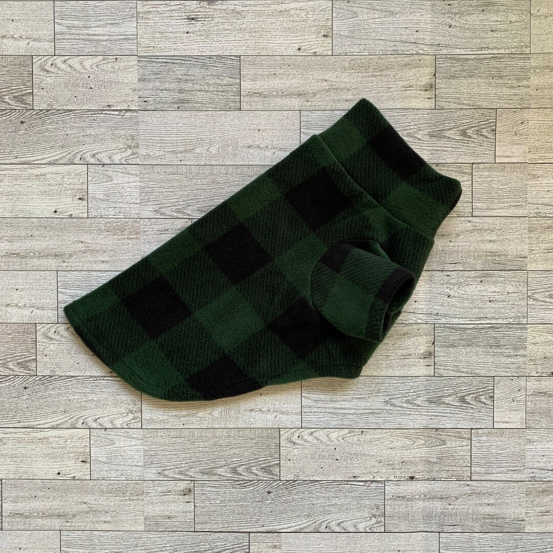 Green and Black Buffalo Plaid Dog Sweater // Dachshund Sweaters // Dog