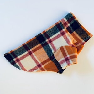 Handmade Fleece Dog Sweater: Plaid Puppy Shirt