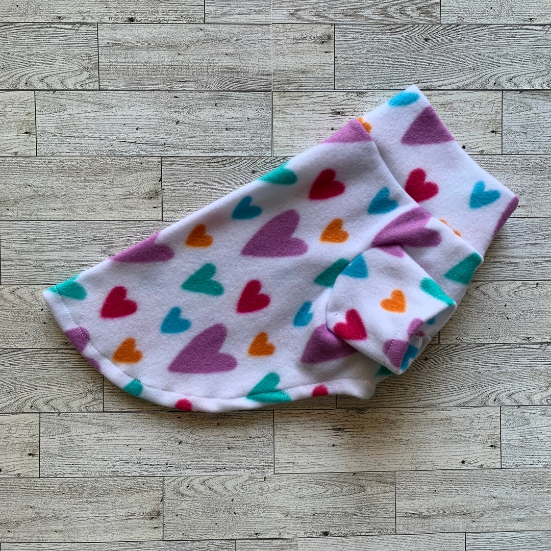 Hearts Fleece Dog Sweater // Tryped Dog Sweater //dog Fleece // Warm