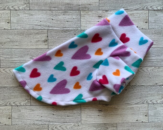Hearts Fleece Dog Sweater // Tryped Dog Sweater //dog Fleece // Warm