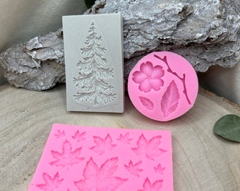 Stampo in silicone lascia il fiore dell'albero di Natale con il fondente in composto decorativo a forma di foglia