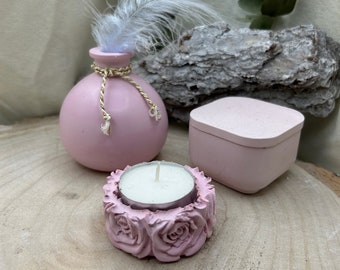 Box jewelry, vase or tealight heart made of Keraflott decoration pink