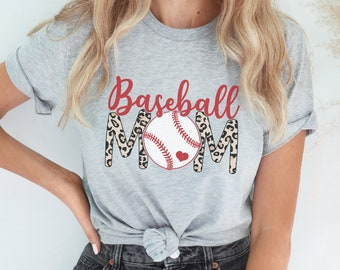 Baseball Mom Shirt Leopard Baseball Shirt for Women, Plus Size Baseball Shirts, Mother's Day Gift for Mom, Baseball Girlfriend, From Son