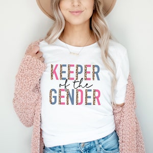 Leopard Print Keeper of the Gender Shirt, Secret Keeper Gender Reveal Shirt, Team Pink Team Blue Gender Reveal Party Shirt Boy or Girl Shirt