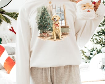 Golden Retriever Christmas Sweatshirt Santa Golden Retriever Sweatshirt Golden Retriever Gifts Golden Retriever Sweater Christmas Golden