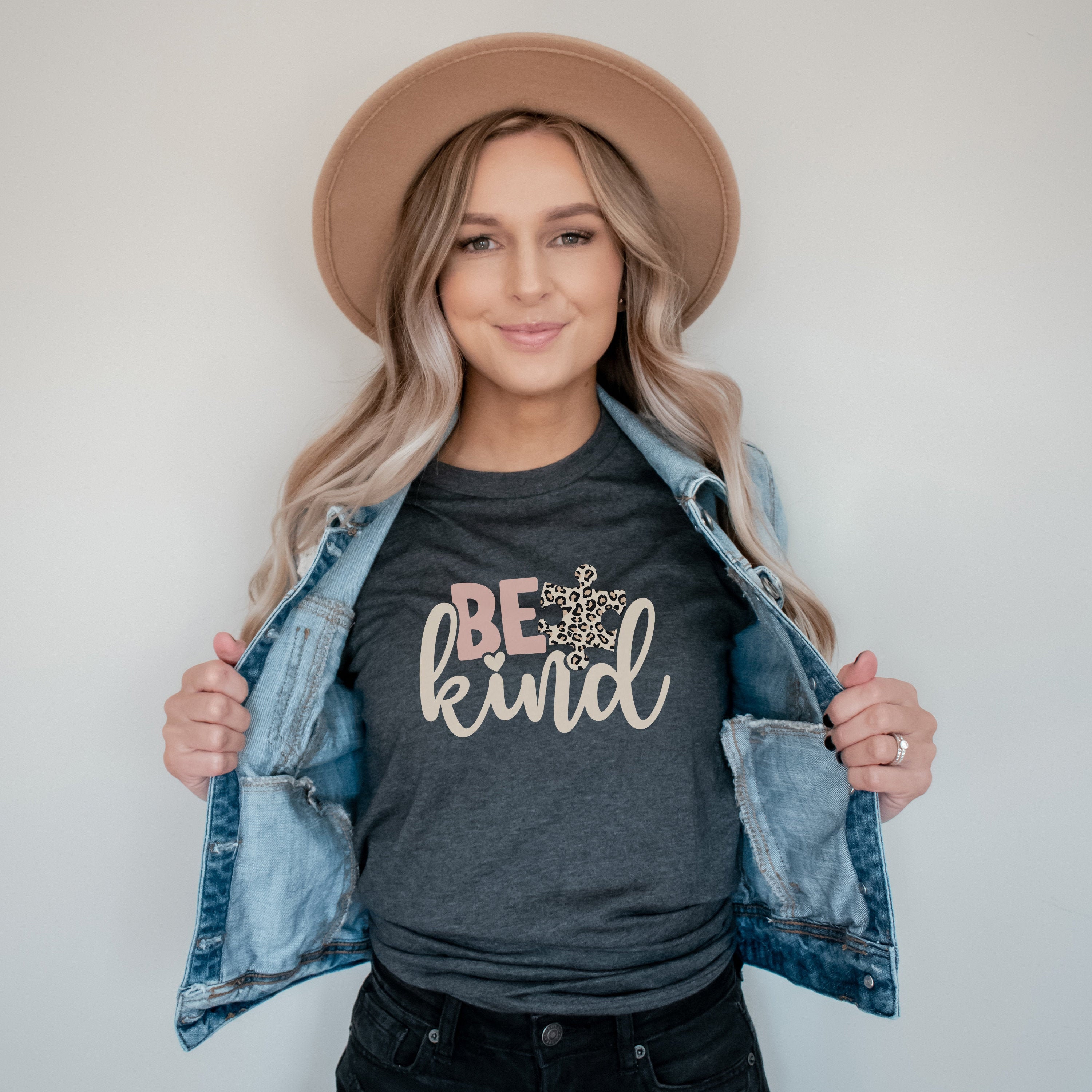 Autism Shirts for Women, Leopard Be Kind Shirt Women, Puzzle Piece Sh…