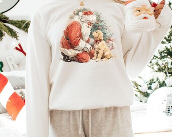Golden Retriever Christmas Sweatshirt Santa Golden Retriever Sweatshirt Golden Retriever Gifts Golden Retriever Sweater Christmas Golden