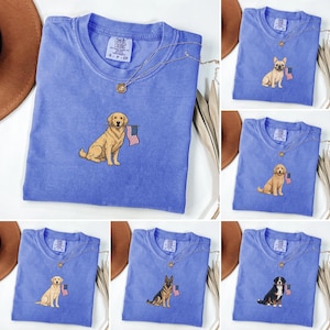 Patriotic Dog Shirt Comfort Colors 40+ Breeds, USA Dog Mom Tee, 4th of July Dog Shirt, American Flag Dog Lover Gift, Dachshund Goldendoodle