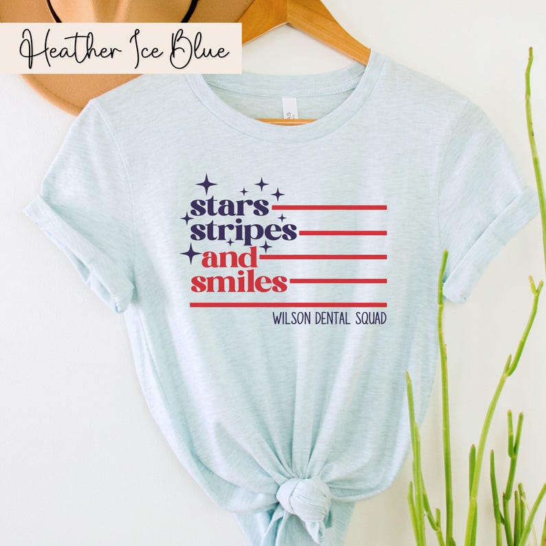 Camiseta dental del 4 de julio Regalos de higiene dental Camiseta de asistente dental Regalos para consultorio dental Equipo dental pediátrico Higienista dental Heather Ice Blue