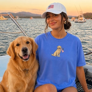 Golden Retriever American Flag Shirt, Patriotic Dog Tee, Comfort Colors Golden Retriever T-shirt, USA Golden Mama Shirt, Memorial Day Shirt