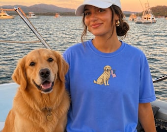 Golden Retriever American Flag Shirt, Patriotic Dog Tee, Comfort Colors Golden Retriever T-shirt, USA Golden Mama Shirt, Memorial Day Shirt