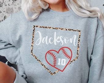 Personalized Baseball Mom Sweatshirt, Custom Baseball Sweatshirt for Women, Baseball Mom Hoodie, Baseball Mom With Number, With 2 Players