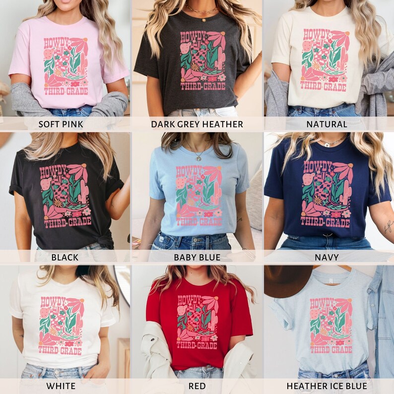 Howdy Third Grade Teacher Shirt 3rd Grade Teacher Shirt Western Teacher Shirt 3rd Grade Shirt Cowgirl Teacher Shirt Third Grade Team Shirts afbeelding 2