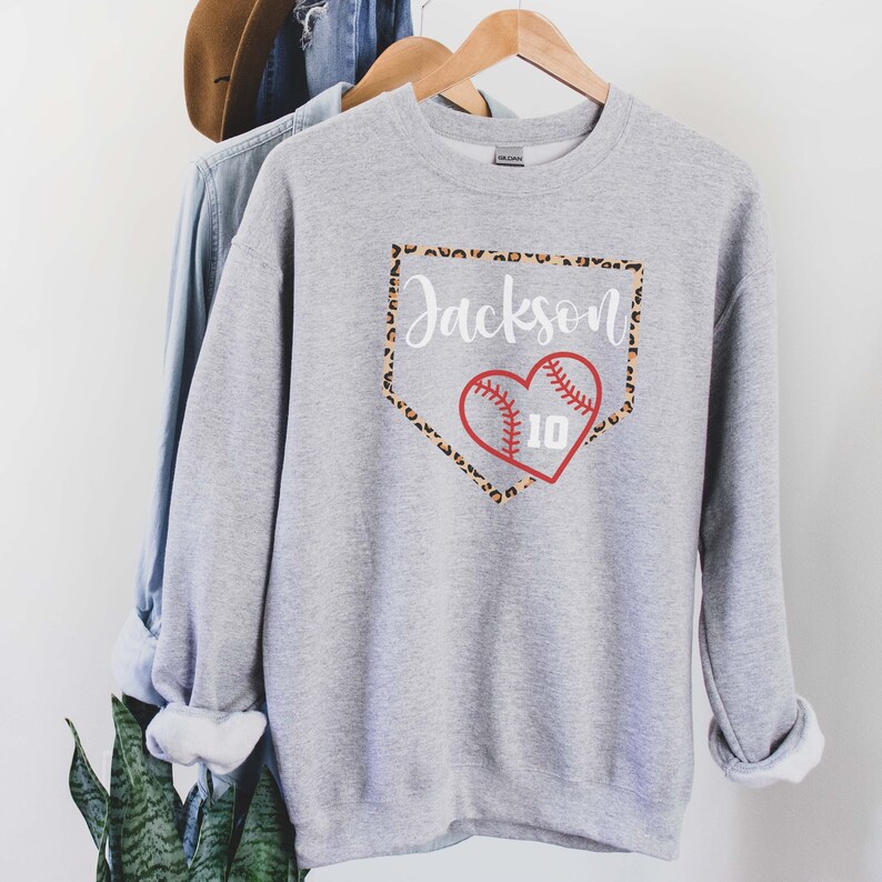 Custom Baseball Mom Sweatshirt Leopard Baseball Sweatshirt for Etsy