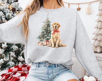 Golden Retriever Christmas Sweatshirt Nostalgic Golden Retriever Sweatshirt Golden Retriever Gifts Golden Retriever Sweater Christmas Golden