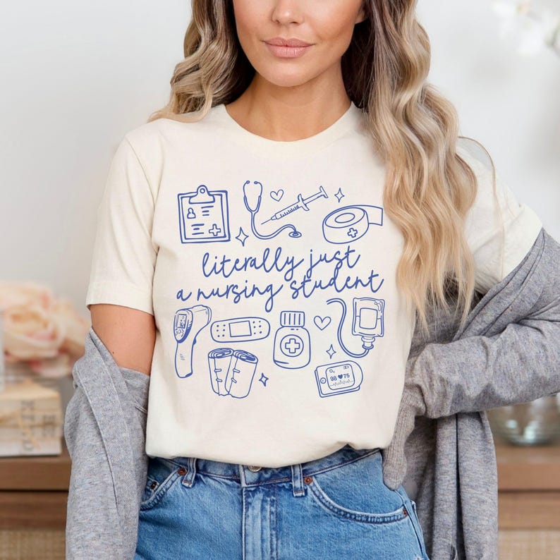Literally Just A Nursing Student Future Nurse Shirt Nursing School Tshirt Future Nurse Gifts Nurse in Progress Nursing School Student Nurse image 1