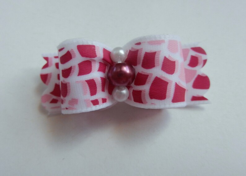 58 ~ Pink Print ~ Shih Tzu Yorkie Dog Hair Bow