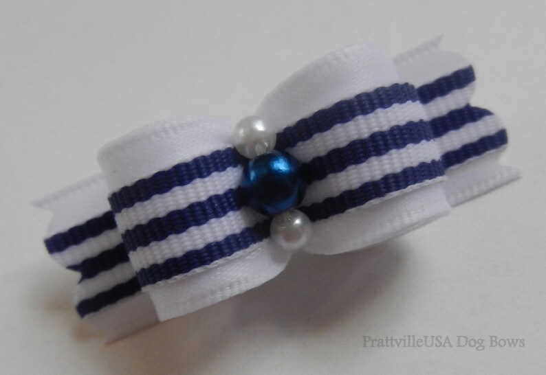 5/8 Stripes Shih Tzu Yorkie Dog Hair Bow Top Knot | Etsy