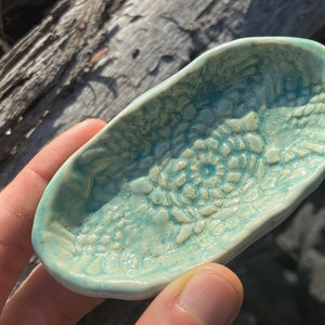 Incense Dish - Handmade Unique Geometric Vintage Doily Pattern, One of a Kind, Handcrafted, Sacred Incense Burner, Ceremonial