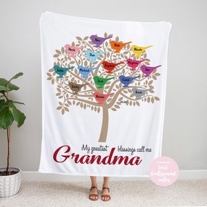 Personalized Grandma Gift, Grandmother Gift, Grandchildren Gift, Mother&#39;s Day Gift for Grandma, Blanket for Grandma, Custom Gift for Mom
