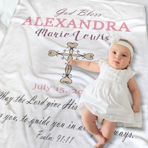Personalized Christening Blanket - Baptism Blanket - Christening Gift for Girls - Baptism Gift Girl - Custom Baby Blanket - Newborn Gift