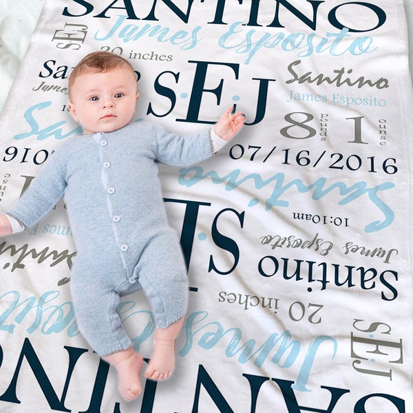 Personalized Baby Blanket - Custom Baby Name Blanket - Newborn Blanket - Monogrammed Baby Blanket - Baby Blanket for Boys - Newborn Boy Gift