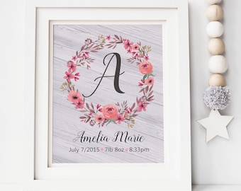 Baby Name Wall Art - Personalized Baby Name Sign - Baby Girl Nursery Wall Decor - Rustic Nursery Name Sign - New Baby Girl Gift - Name Sign