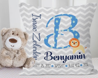 Personalized Baby Pillow, Baby Birth Stats Pillow, Baby Boy Nursery Decor, Newborn Photo Prop, Baby Boy Shower Gift, Gift for New Baby