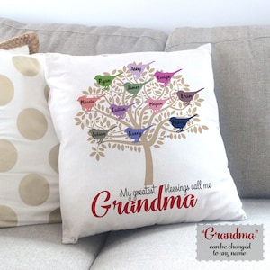 Personalized Grandma Gift, Grandmother Gift, Grandchildren Gift, Mother&#39;s Day Gift for Grandma, Throw Pillow/Cover, Custom Gift for Mom