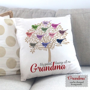 Personalized Grandma Gift, Grandmother Gift, Grandchildren Gift, Mother's Day Gift for Grandma, Throw Pillow/Cover, Custom Gift for Mom image 1