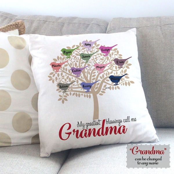 Personalized Grandma Gift, Grandmother Gift, Grandchildren Gift, Mother's Day Gift for Grandma, Throw Pillow/Cover, Custom Gift for Mom