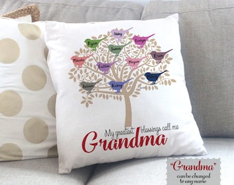Personalized Grandma Gift, Grandmother Gift, Grandchildren Gift, Mother's Day Gift for Grandma, Throw Pillow/Cover, Custom Gift for Mom