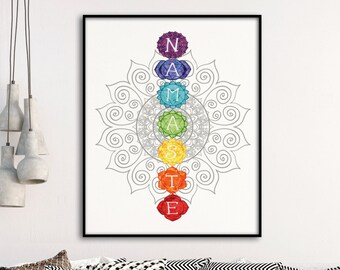 Chakra Print - Chakra Print - Namaste Wall Decor - Yoga Wall Art - Rainbow Chakra Digital Print - Yoga Studio Wall art - Meditation Decor