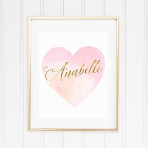 Baby Girl Nursery Wall Art - Personalized Name Print - Baby Wall Decor - Name Wall Art - Girls Room Art - Kids Wall Art - Gold and Pink Art