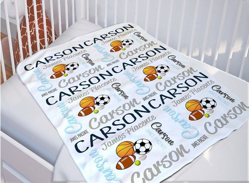 Sports Baby Blanket Personalized Baby Blanket Newborn Etsy
