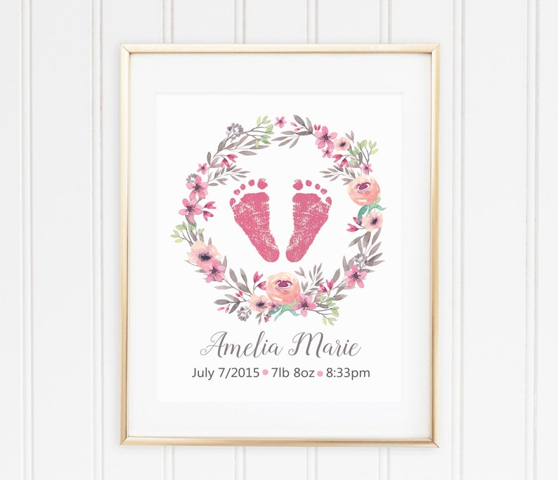 Custom Nursery Wall Art Baby Girl Print Personalized Baby Etsy