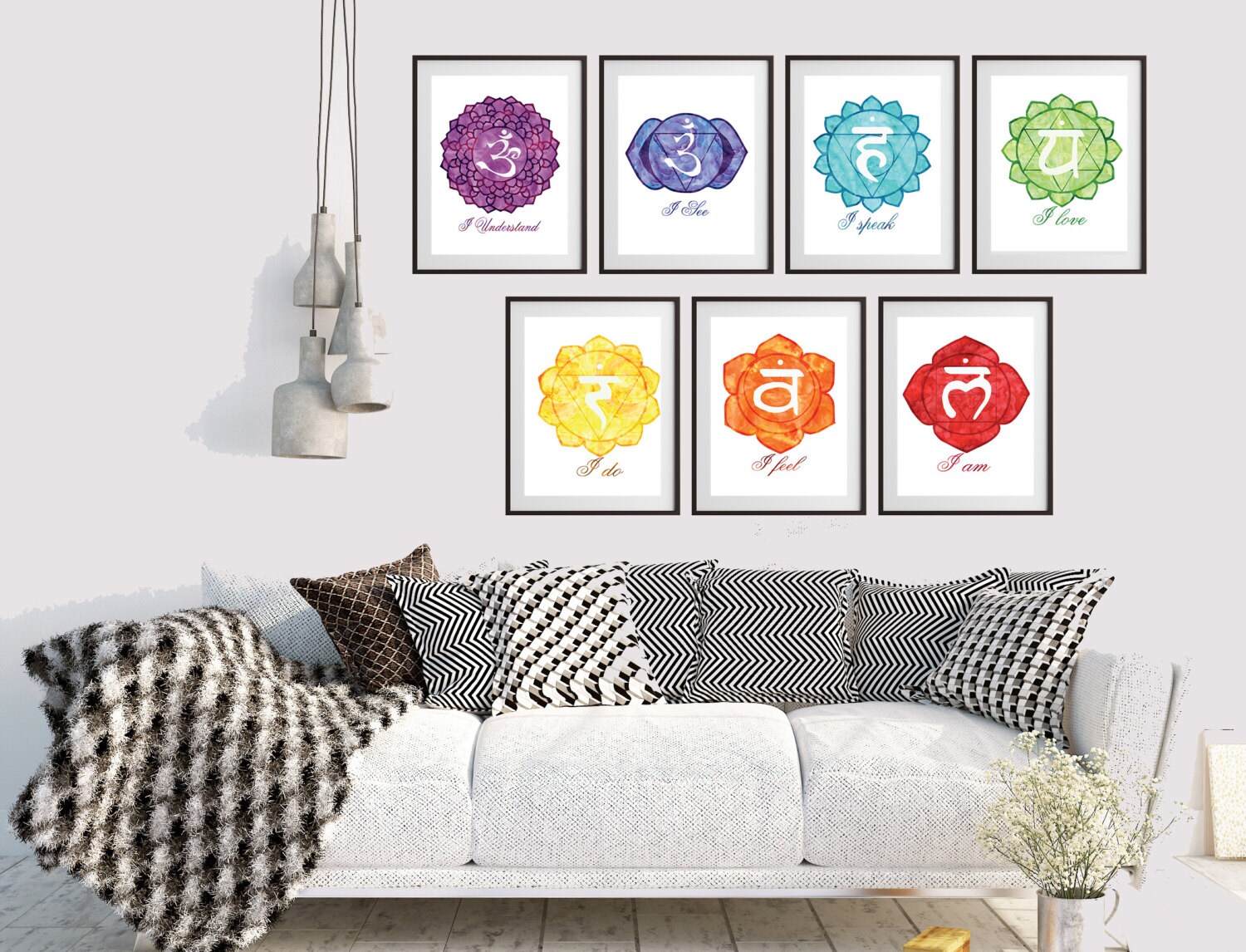 Chakra Set - Chakra Meditation Wall Art Set - Chakra Prints - Chakra ...