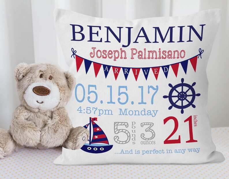 Nautical Baby Pillow Nautical Nursery Decor Nautical Baby Etsy