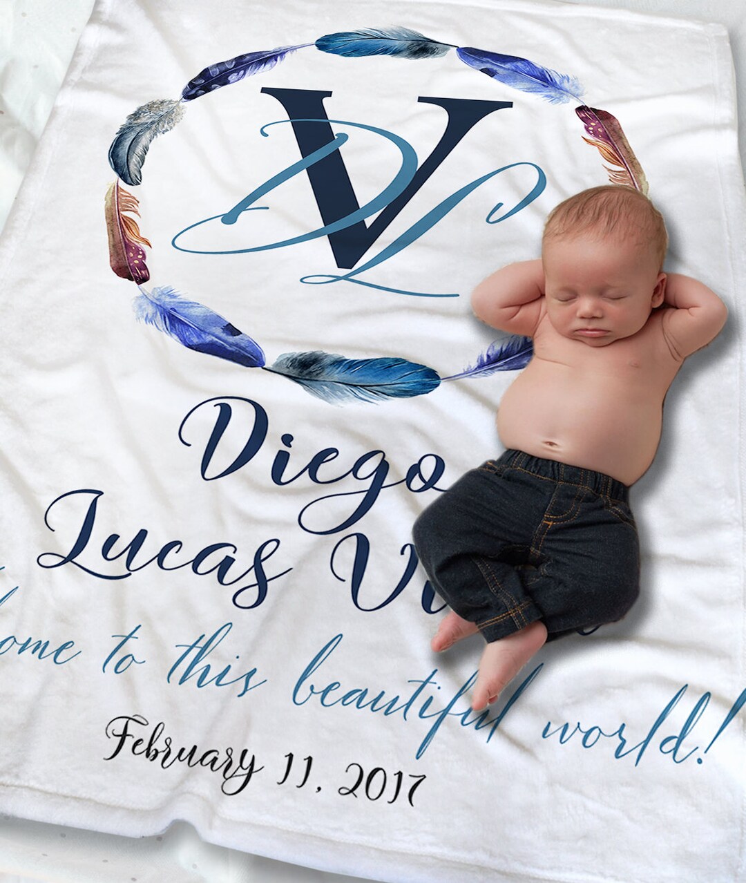 Feather Baby Blanket Feather Baby Bedding Feather Receiving Blanket