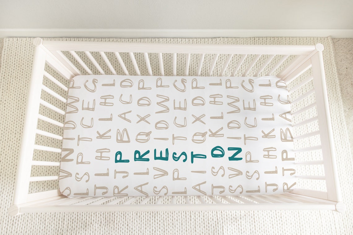 Personalized Baby Name Crib Sheet Alphabet Crib Sheet Etsy
