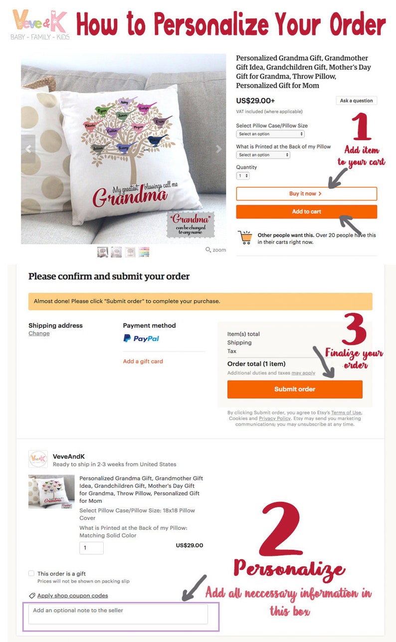 May include: A personalized throw pillow with a tree and birds printed on it. The pillow is white with a red border and the text "My greatest blessings call me Grandma" is printed in red. The text "Grandma" is printed in black and can be changed to any name. The pillow is available for purchase on Etsy.