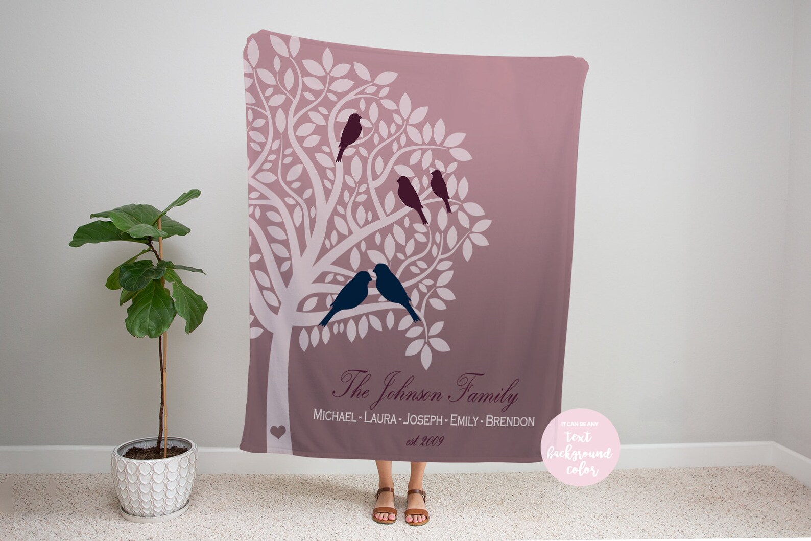 Personalized Family Tree Blanket Family Name Blanket Family Etsy