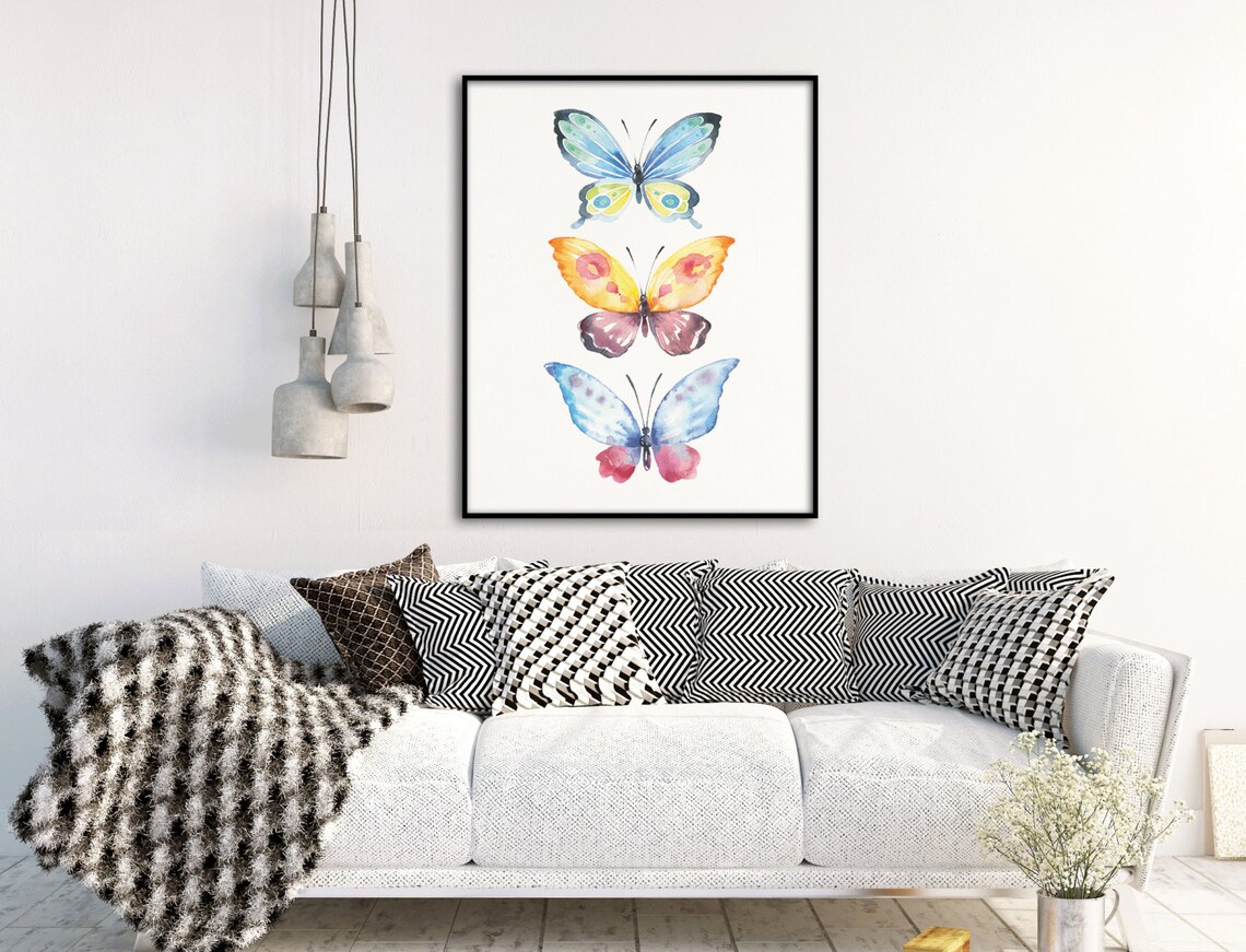 Butterflies Wall Art Butterfly Printable Watercolor | Etsy