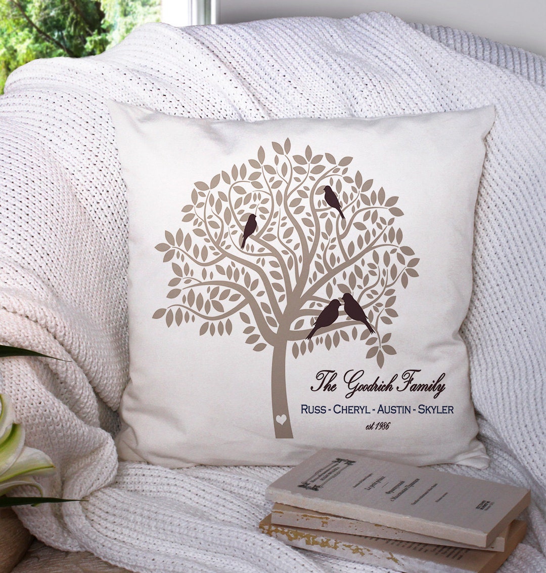 Family Tree Pillow Custom Throw Pillow Family Name Pillow Anniversary