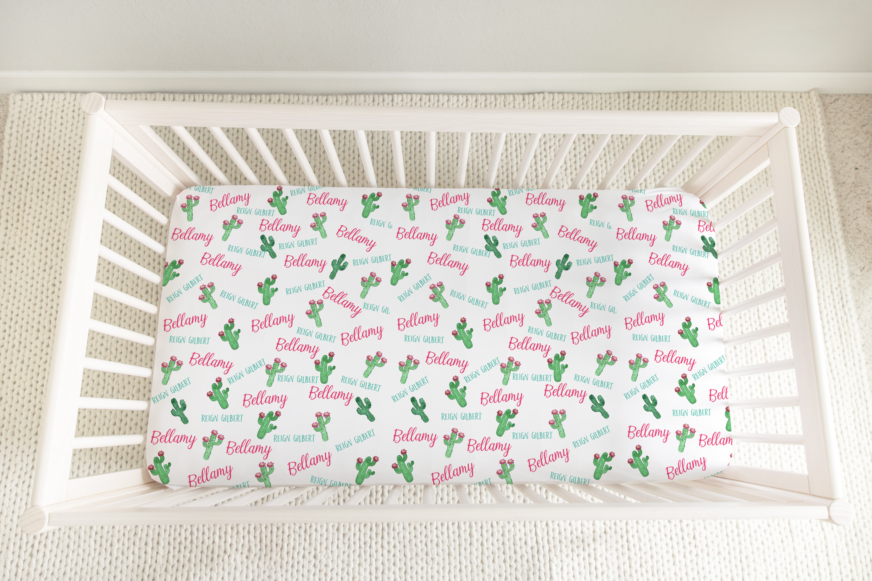 Cactus Baby Fitted Crib Sheet Cactus Baby Bedding Cacti Baby Etsy France