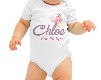 Custom Baby Girl Outfit, Coming Home Outfit, Baby Name Gift, Baby Name Bodysuit, Personalized Baby Girl Gown, Baby Girl Hat, Newborn Hat