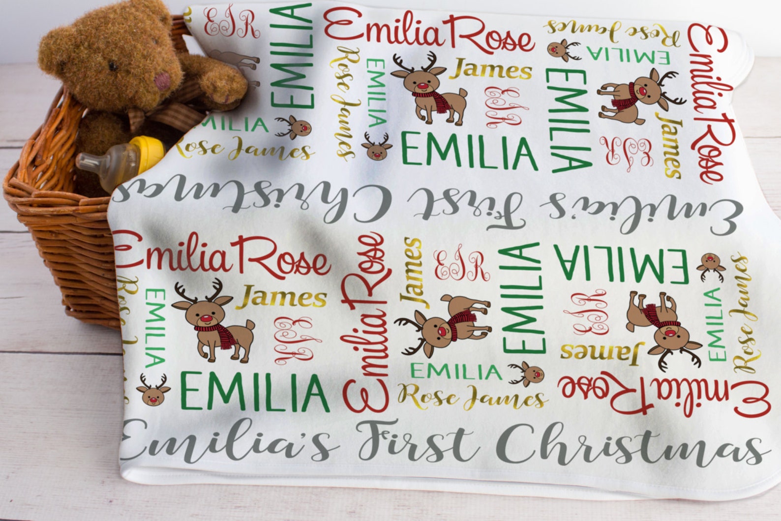 First Christmas Baby Blanket Personalized Baby Blanket Etsy