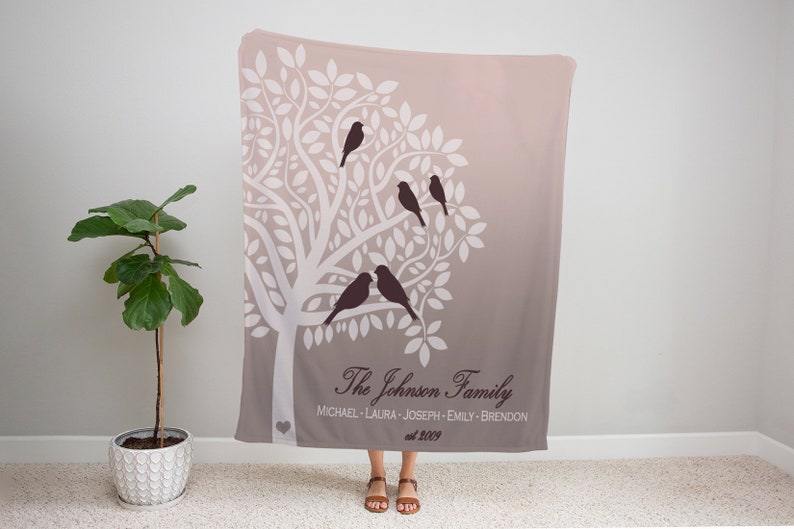 Personalized Family Tree Blanket Family Name Blanket Family Etsy