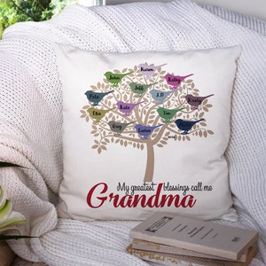 Personalized Grandma Gift, Grandmother Gift, Grandchildren Gift, Mother's Day Gift for Grandma, Throw Pillow/Cover, Custom Gift for Mom image 2